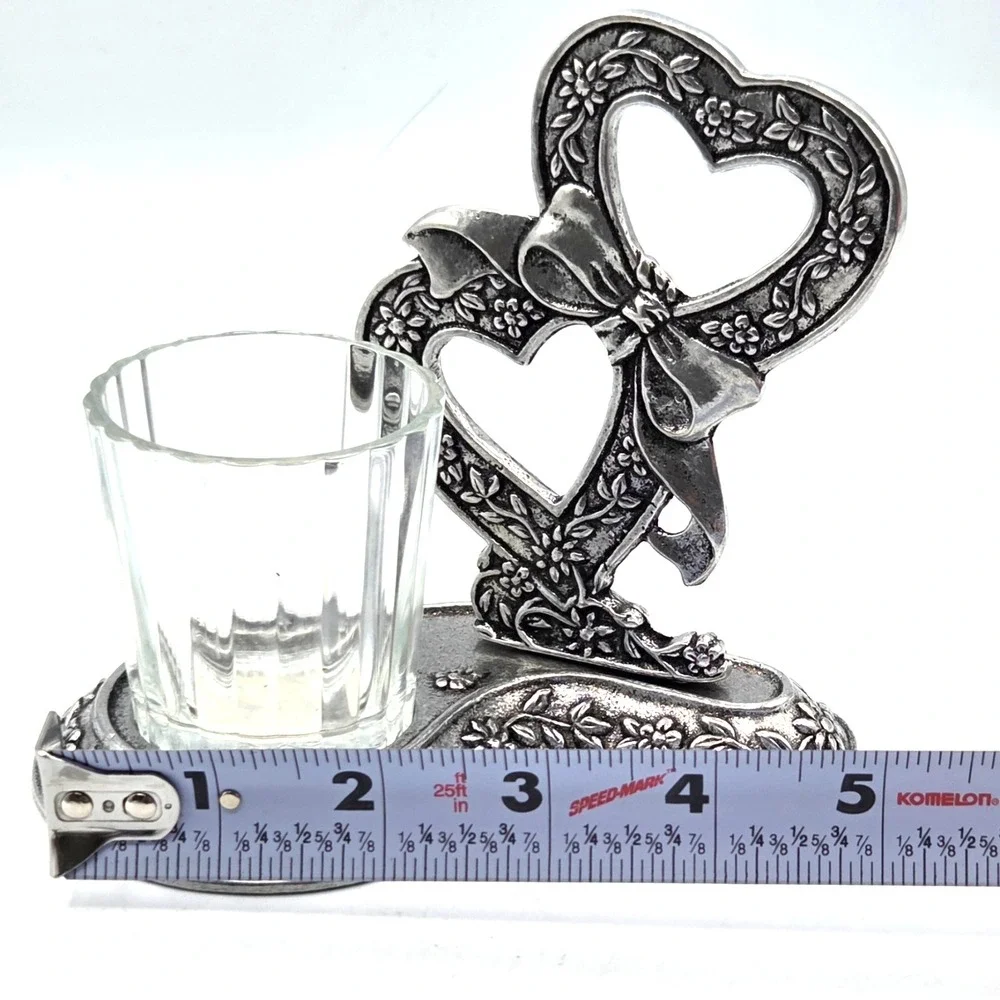Metal Pewter Heart‎ Shaped Tea Light Candle Holder by Carson Statesmetal VINTAGE